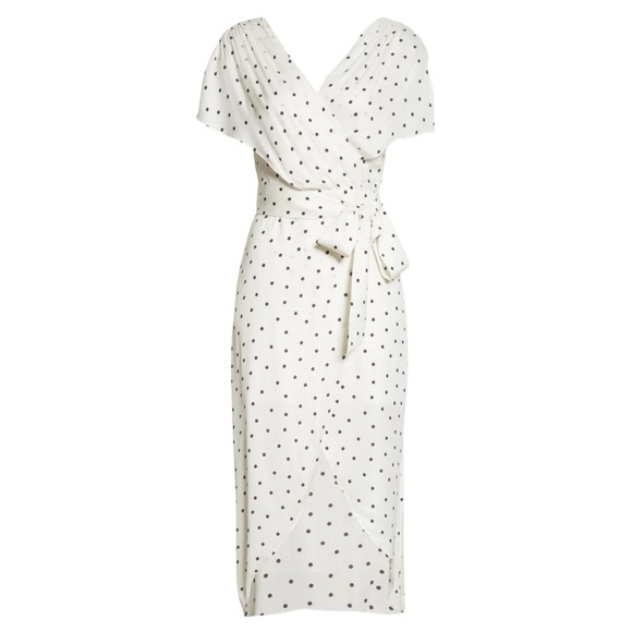ALICE + OLIVIA Darva Polka Dot Faux Wrap Dress - Picture 1 of 11